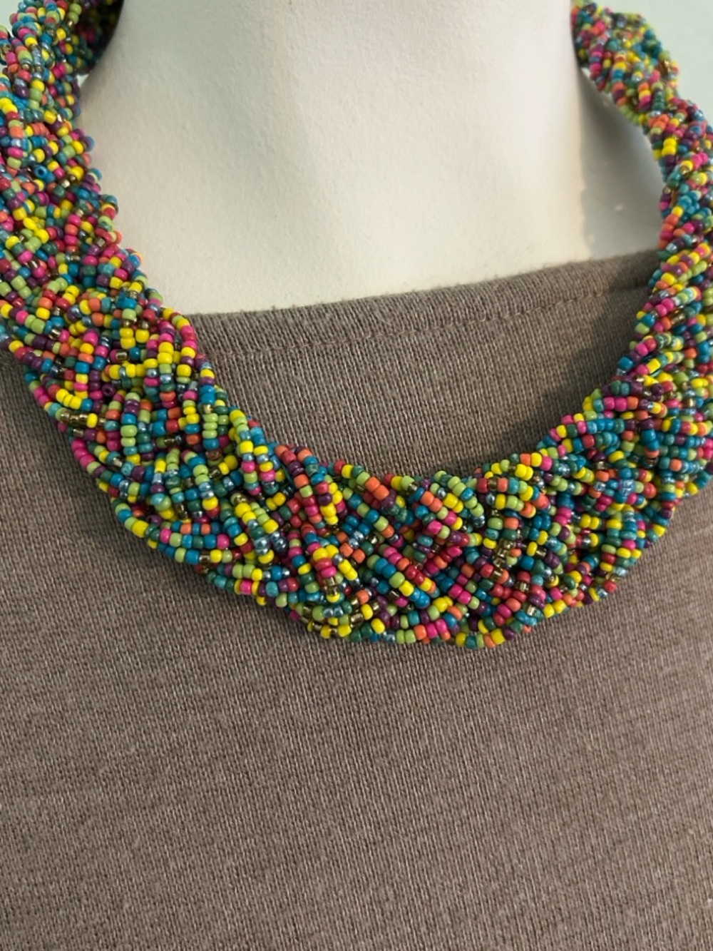 🟢 10/$20 Multicolor Seed Bead Braided Necklace - Women Jewelry - Picture 5 of 9